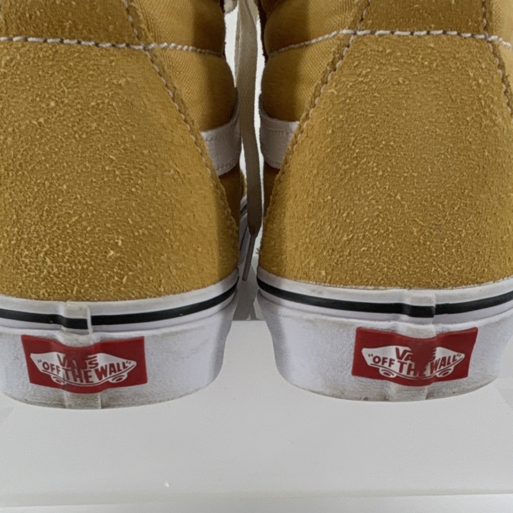 VANS Sk8 Hi High Top Skateboard Shoes Yellow Golden Brown Suede Canvas Lace Up - Picture 11 of 12